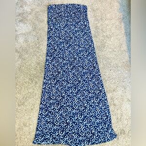 Laundry By Shelli Segal Blue and White Strapless Maxi Dress